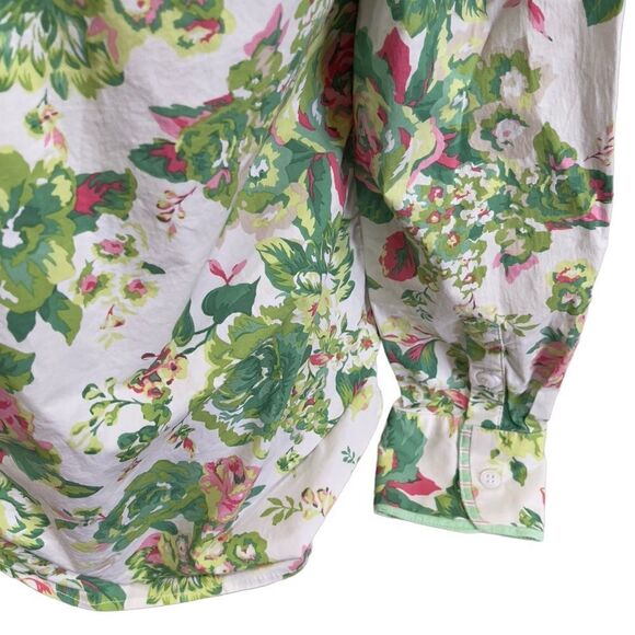 Charter Club Green Floral Button Down Shirt Size Medium - Picture 10 of 13